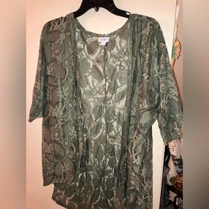 Olive green LuLaRoe lace kimono